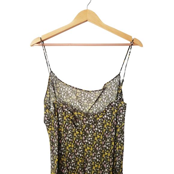 J. Crew Floral Print Satin Slip Dress Green Size 14 - Picture 5 of 8